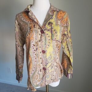 Kay Unger Multicolor Paisley Button Down Shirt